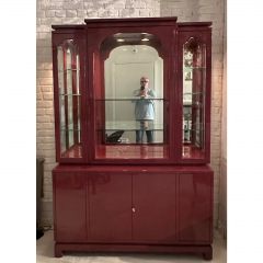 Mid Century Modern Plum Purple Lacquer Showcase Display Cabinet - 3493185