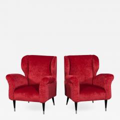 Mid Century Modern Plush Red Lounge Chairs - 1997909