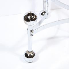 Mid Century Modern Polished Chrome Glass Cocktail with Spherical Detailing - 2365762