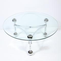 Mid Century Modern Polished Chrome Glass Cocktail with Spherical Detailing - 2365764