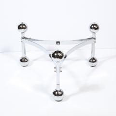 Mid Century Modern Polished Chrome Glass Cocktail with Spherical Detailing - 2365766