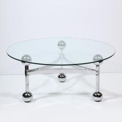 Mid Century Modern Polished Chrome Glass Cocktail with Spherical Detailing - 2365780