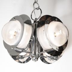 Mid Century Modern Polished Chrome Murano Ombre Glass Occulus 4 Arm Chandelier - 1648760