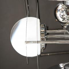 Mid Century Modern Polished Chrome Murano Ombre Glass Occulus 4 Arm Chandelier - 1648860