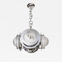 Mid Century Modern Polished Chrome Murano Ombre Glass Occulus 4 Arm Chandelier - 1650364