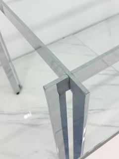 Mid Century Modern Polished Stainless Steel and Glass Dining Table - 4557391