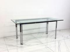 Mid Century Modern Polished Stainless Steel and Glass Dining Table - 4557393