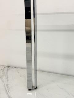 Mid Century Modern Polished Stainless Steel and Glass Dining Table - 4557395