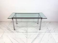 Mid Century Modern Polished Stainless Steel and Glass Dining Table - 4557396