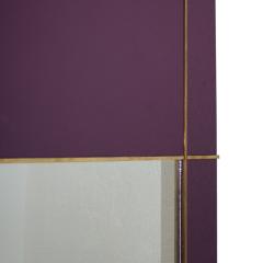 Mid Century Modern Purple Wood Gold Brass Italian Screen Divider - 2430222