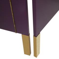 Mid Century Modern Purple Wood Gold Brass Italian Screen Divider - 2430224