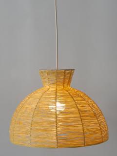 Mid Century Modern Raffia Bast Pendant Lamp or Hanging Light Germany 1970s - 2803395