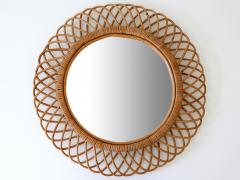 Mid Century Modern Rattan Bamboo Circular Wall Mirror Italy 1960s - 2230407