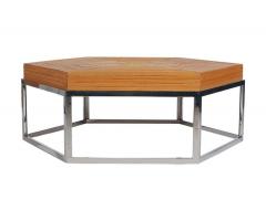 Mid Century Modern Rattan Bamboo and Chrome Hexagonal Cocktail Table - 1749252