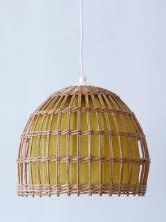 Mid Century Modern Rattan Pendant Lamp or Hanging Light Germany 1960s - 3233783