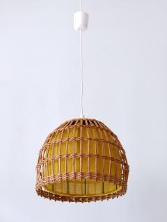 Mid Century Modern Rattan Pendant Lamp or Hanging Light Germany 1960s - 3233785