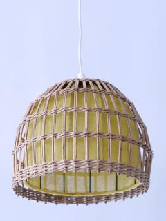 Mid Century Modern Rattan Pendant Lamp or Hanging Light Germany 1960s - 3233787