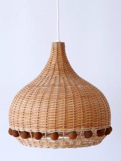 Mid Century Modern Rattan Tulip Pendant Lamp or Hanging Light Germany 1960s - 3233752