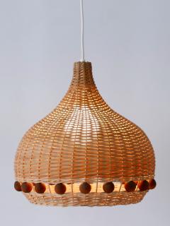 Mid Century Modern Rattan Tulip Pendant Lamp or Hanging Light Germany 1960s - 3233753