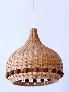 Mid Century Modern Rattan Tulip Pendant Lamp or Hanging Light Germany 1960s - 3233754