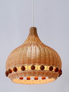 Mid Century Modern Rattan Tulip Pendant Lamp or Hanging Light Germany 1960s - 3233755