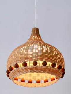 Mid Century Modern Rattan Tulip Pendant Lamp or Hanging Light Germany 1960s - 3233756