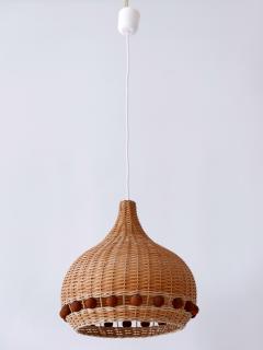 Mid Century Modern Rattan Tulip Pendant Lamp or Hanging Light Germany 1960s - 3233758