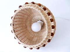 Mid Century Modern Rattan Tulip Pendant Lamp or Hanging Light Germany 1960s - 3233761