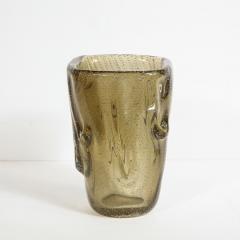 Mid Century Modern Rectangular Sculptural Hand Blown Smoked Murano Glass Vase - 1866372