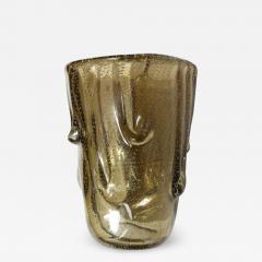 Mid Century Modern Rectangular Sculptural Hand Blown Smoked Murano Glass Vase - 1873501