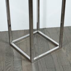 Mid Century Modern Rectilinear Open Frame Polished Chrome and Glass Pedestal - 1560002