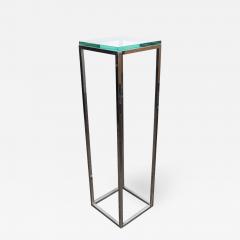 Mid Century Modern Rectilinear Open Frame Polished Chrome and Glass Pedestal - 1561396