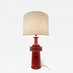 Mid Century Modern Red Ceramic Desk Lamp - 3454923