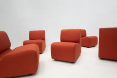 Mid Century Modern Red Modular Sofa Set - 2827133