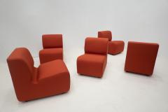 Mid Century Modern Red Modular Sofa Set - 2827134