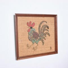 Mid Century Modern Rooster Mosaic Wall Art Mixed Media Bronze Tiles by K - 1254867