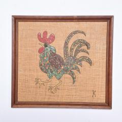 Mid Century Modern Rooster Mosaic Wall Art Mixed Media Bronze Tiles by K - 1254871