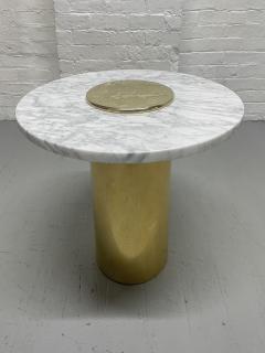 Mid Century Modern Round Carrara Marble Top Side Table - 3006183