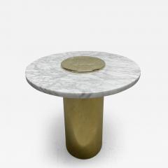 Mid Century Modern Round Carrara Marble Top Side Table - 3010408