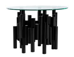 Mid Century Modern Round Glass and Metal Table - 3995582