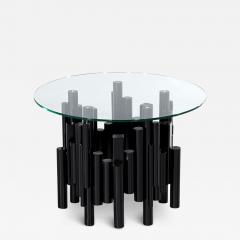 Mid Century Modern Round Glass and Metal Table - 3998380