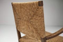 Mid Century Modern Rustic Chairs with Woven Straw Seat and Back Europe ca 1950s - 2600345