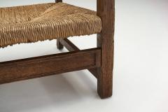 Mid Century Modern Rustic Chairs with Woven Straw Seat and Back Europe ca 1950s - 2600350