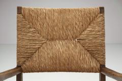 Mid Century Modern Rustic Chairs with Woven Straw Seat and Back Europe ca 1950s - 2600352