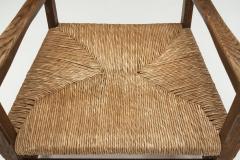 Mid Century Modern Rustic Chairs with Woven Straw Seat and Back Europe ca 1950s - 2600353