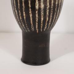 Mid Century Modern Scandinavian Handcrafted and Painted Striated Ceramic Vessel - 1560657