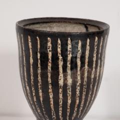 Mid Century Modern Scandinavian Handcrafted and Painted Striated Ceramic Vessel - 1560658