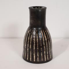 Mid Century Modern Scandinavian Handcrafted and Painted Striated Ceramic Vessel - 1560689