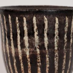 Mid Century Modern Scandinavian Handcrafted and Painted Striated Ceramic Vessel - 1560692