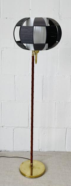 Mid Century Modern Scandinavian Leather Wrapped Ewa Floor Lamp Sweden 1950s - 2531051